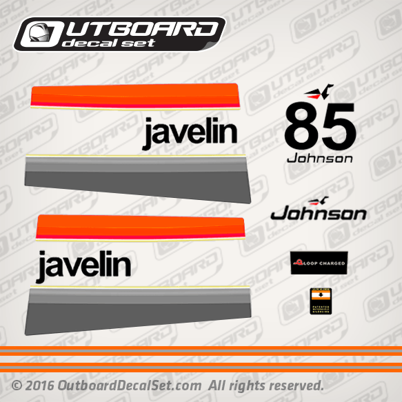 1976 Johnson 85 hp Javelin decal set 0387638 0387639, 0387638, 0387639