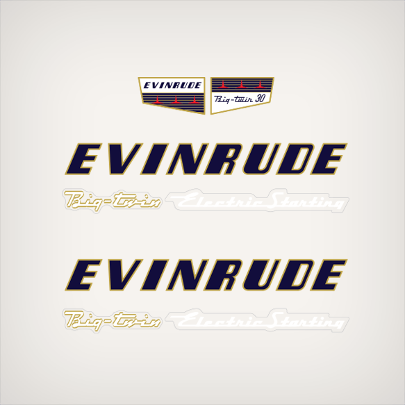 1956 Evinrude 30 hp Electric Starting decal set 25924, 25925, 277515, 277516