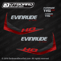 2015 Evinrude 115 hp decal set E-TEC H.O. Graphite Models. 0216760, 0216677, 0216683, 0216684, 0215896