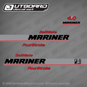 2001-2002 Mariner 4 hp SailMate decal set 803638A01, 803580T1, 803580T2, 803580T4, 803580T5 