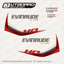 2015 Evinrude 115 hp decal set E-TEC H.O. White Models. 0216418, 0216419, 0216420, 0216421, 0215896