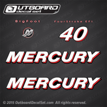 2006 2007 2008 2009 2010 2011 2012 Mercury 40 hp FourStroke EFI BigFoot 883592A06 DECAL SET Merc 40 Tracker 40 4 STROKE EFI BIGFOOT 40EFI ELPT/BF 4 ( 40EFI  H.P. (2006 )) decals replica with 825239T TOP COWL ASSEMBLY	 (Black)