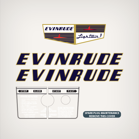  1955 Evinrude 3 hp lightwin decal set 