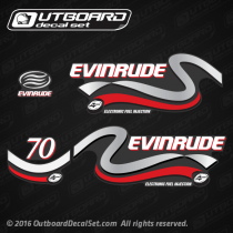 (2) 1999 2000 Evinrude 70 hp 4 stroke (Four Stroke) Silver Version decal set 5031127, 5031141, 5031126 and 5031128.