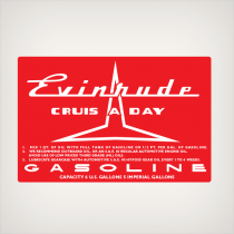 1957 Evinrude Cruis A Day Gasoline Fuel Tank decal set RED