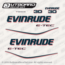 2011-2013 Evinrude 30 hp decal set E-TEC White Models. 0215816, 0215817, 0215991, 0215990, 0215987, 0215988, 0215896