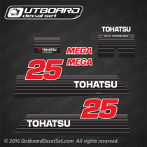 2002 and earlier Tohatsu Outboard 25 hp MEGA M25D (Manual Starter )Decal set 