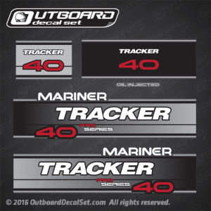 1994-1995 Mariner Tracker 40 hp Pro Series Decal set 824732A94, 9868A8, 9868A9, 9868A1, 9868A10, 9868A12, 9868A14