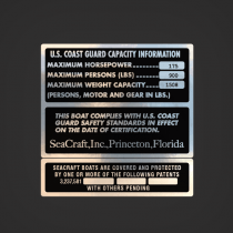 1978 SeaCraft 20' boat capacity decal