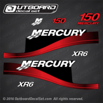 2000-2005 Mercury 150 hp XR6 decal set red 808552A00  827328T7, 827328T8