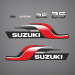1989-2000 Suzuki 25 hp Decal Set 61443-95D50, 61453-95D50, 21131-96010, 61422-95D30, 61435-95D80 