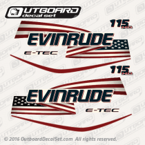 2007-2017 Evinrude 115 hp flag decal set E-TEC H.O. white Models