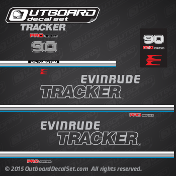 1993 Evinrude tracker 90 hp decal set Pro Series Blue (Outboards)