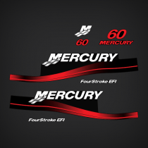 2002, 2003, 2004 Mercury 60 hp 4S EFI decal set Red 883526A02