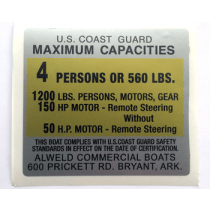 4.5X4 ALWELD COMMERCIAL BOATS - Boat Capacity Decal (SILVER)