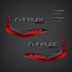 2014 Evinrude 200 H.O. E-TEC decal set Graphite Models