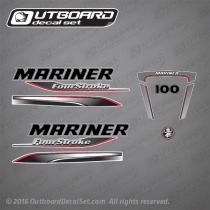 2014, 2015, 2016, 2017 Mariner 100 hp Fourstroke decal set 8M0088337, 8M0090833, 8M0091789, 8M0087995
