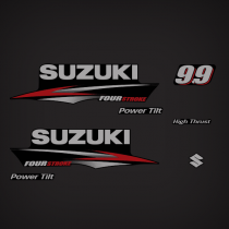2010-2013 Suzuki 9.9 Hp Fourstroke Decal Set DFT Models 61443-91J40, 61453-91J40, 68111-99J00, 61435-99J10, 61447-94J00, 61448-94J00