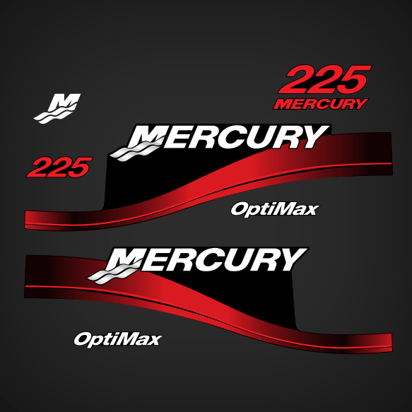 2003-2006 MERCURY 225 hp Optimax DECAL SET RED 855405A03 