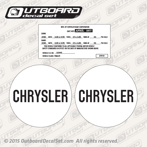 Chrysler boat corporation Trailer ID label - 1626