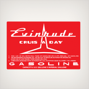 1957 Evinrude Cruis A Day Gasoline Fuel Tank decal set RED