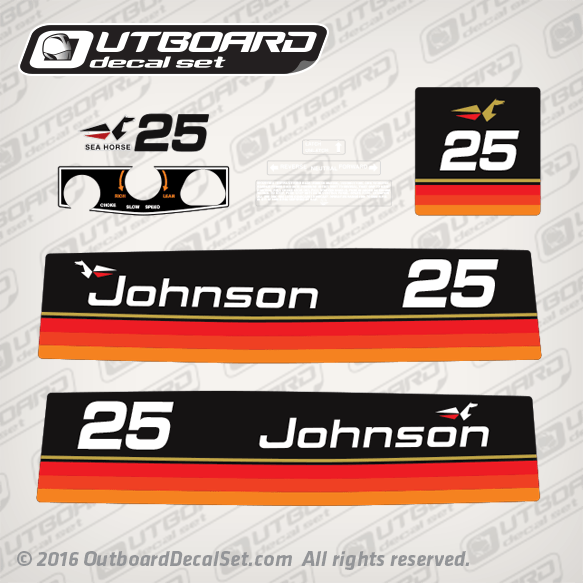 1974 Johnson 25 hp Manual decal set 0386526 0386188