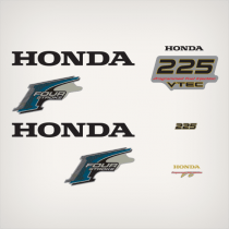2002-2007 Honda 225 hp V6 V-Tec Four Stroke decal set 87101-ZY3-000, 87121-ZY3-C0, 87131-ZW5-A00, 87131-ZY3-000, 87132-ZY3-000, 87135-ZW5-00 63100-ZY3