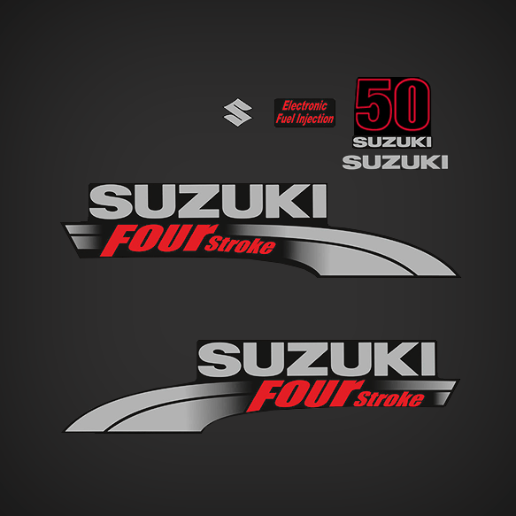 Suzuki DF50 50hp four stroke outboard engine decals/sticker kit