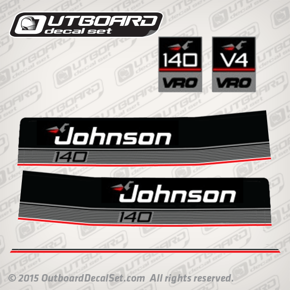 1986 Johnson 140 hp VRO V4 decal set 0396323, 0331006, 0331141