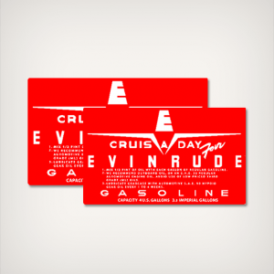 1958 A Evinrude Cruis A Day FOUR Gasoline Fuel Tank decal
