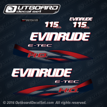 2009-2014 Evinrude 115 hp decal set E-TEC H.O. Blue Models.0215666, 0215808, 0215846, 0215847, 0215896, 0215848, 0215849 