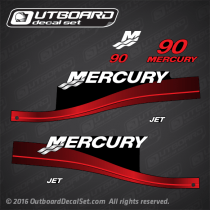 1999-2006 Mercury 90 hp JET decal set Red 826321A00, 828353T7, 828353T8, 828354T6, 828354A7