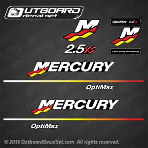 2005 Mercury Racing 2.5 XS Optimax decal set 843183A02, 881288T20