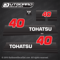 2002 and earlier Tohatsu 40 hp Decal set M40C 361S87801-0