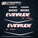(2) 2009 - 2013 Evinrude 200 hp E-tec decal set blue engines 0215731, 0215732, 0215884, 0215885, 0215751,0215666, 0215536, 0215774, 0352505