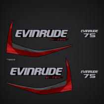 Evinrude Outboards AF Models 75 2011 2012 2013 2014 2015 Evinrude 75 hp E-TEC decal set Graphite Models 0216698, 0216672, 0216673, 0216674, 0215558, 0215774