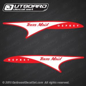 Texas Maid Boat OSPREY decal set Red/White (Boat Decals)