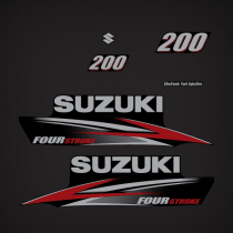 2010-2014 Suzuki 200 Hp Fourstroke EFI Decal Set Graphite Models 61443-93J31, 61443-93J32, 61453-93J31, 61453-93J32,61422-93J51, 61422-93J52, 61435-93J31, 61435-93J32, 61446-87L12, 68111-96J00