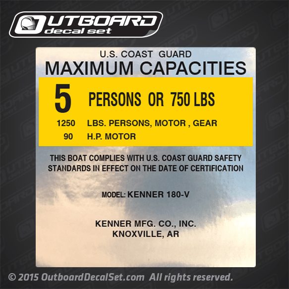 4 X 4 Kenner MFG. CO., INC. Knoxville, AR 180-V Capacity Decal