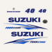 2015-2016 Suzuki 40 Hp Fourstroke EFI Decal Set White models 61443-88L10, 61453-88L10, 61446-87L20, 68111-18G20, 61435-88L30, 61435-88L30, 61471-98J00