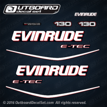 (2) 2009-2014 Evinrude 130 hp decal set E-TEC Blue Models. 0215666, 0215744, 0215896, 0215731, 0215732, 0215884, 0215885