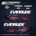 2011-2013 Evinrude 25 hp H.O. E-TEC decal set Blue covers. 0215776, 0215777, 0216006, 0216007, 0215775, 0215805, 0215558 