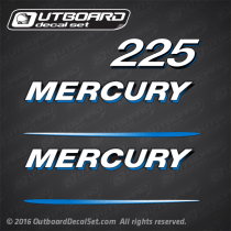 2001 Mercury 225 hp decal set Blue 855408A00 850299T1, 850299T2