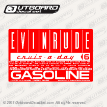 1960 A US Evinrude Cruis A Day 6 U.S. GALLONS Gasoline Fuel Tank decal*