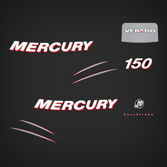 2006 Mercury Verado 150 hp Four Stroke Decal Set 892565A06, 892565A02, 892565003