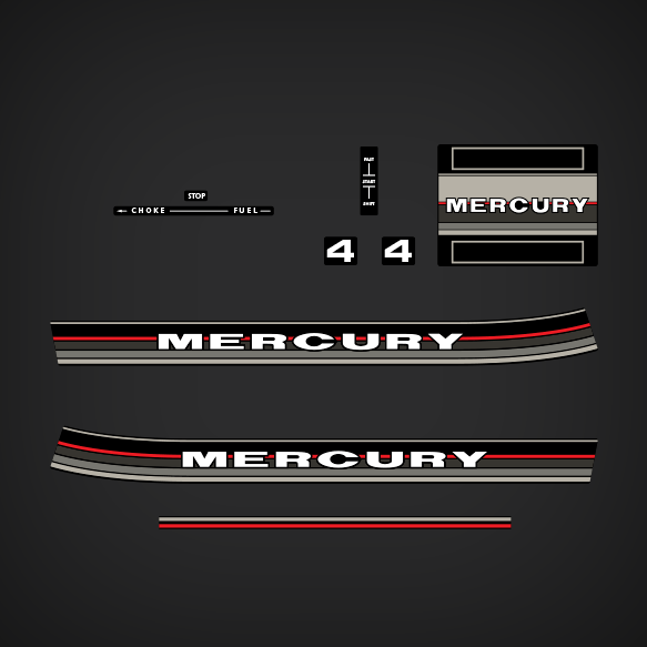 1986-1987 Mercury 4 hp decal set (Outboards)