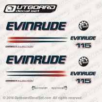 2006 Evinrude 115 hp Direct Injection decal set White Models. 0352504, 0215288, 0215290, 0215289, 0215554, 0215279, 0351222, 0351237, 0215293
