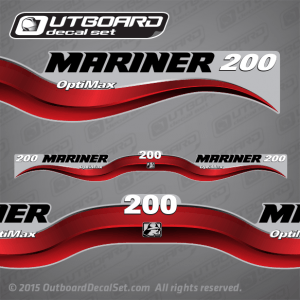 2003-2008 mariner 200 hp Optimax decal set Red 855413A03