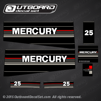 1992 1993 MERCURY 25 hp decal set 