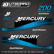 2000-2005 Mercury 200 hp 2.5L decal set 808562A03, 	827328T7, 827328T8